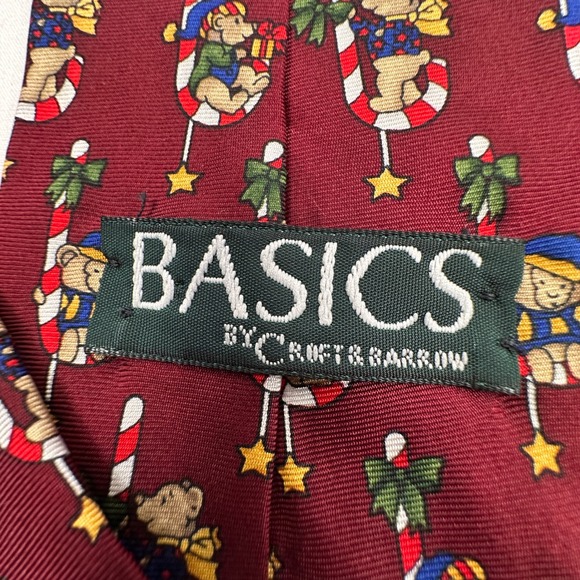 Christmas Tie Necktie Holiday Teddy Bear Candy Cane Silk by Croft and‎ Barrow - Picture 8 of 10